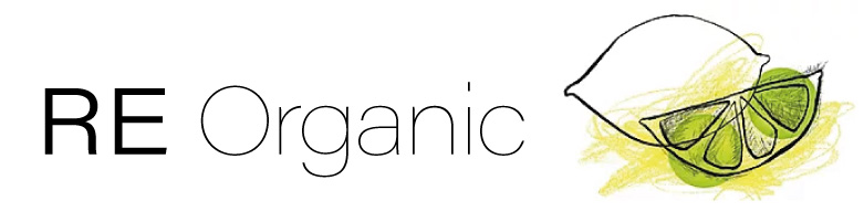 Logotipo de RE Organic, Mercado Ecológico, Restaurante y Bioconstrucción